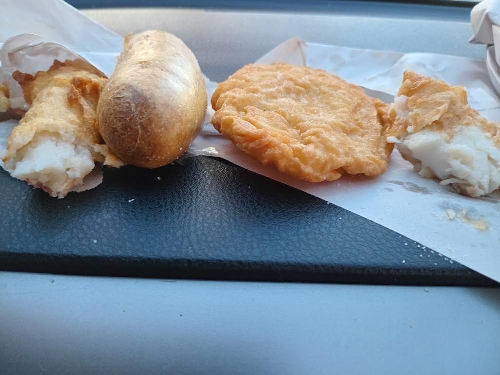 Fish, sausage and fritter from rimu Takeaway